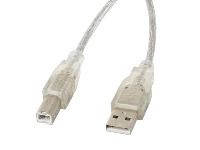 Lanberg USB Cable -a Male a Usb-b Male CA-USBA-12CC-0030-TR, Ferrita, TRANSPARENTE,3 Metres — image 1