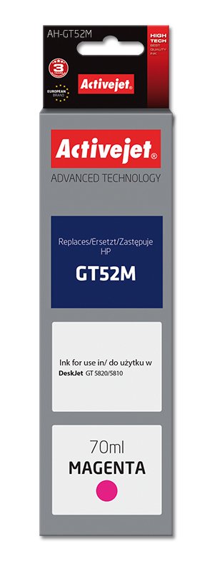 Activejet Ink Ah-GT52M (reemplazo HP GT52M M0H55AE - Supreme - 70ML - Magenta