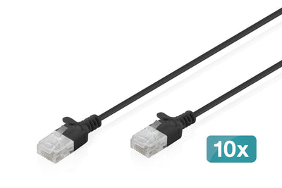 Digitus Pack 10 Units - Network Cable CAT.6 U/UTP Slim 0.30M Black — image 1