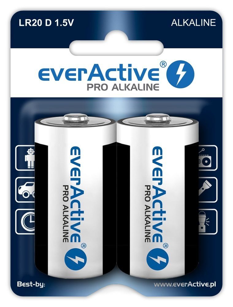 Everactive Batteries Alcalinas Pro Alkaline LR20 D - Card Blíster - 2 Pieces