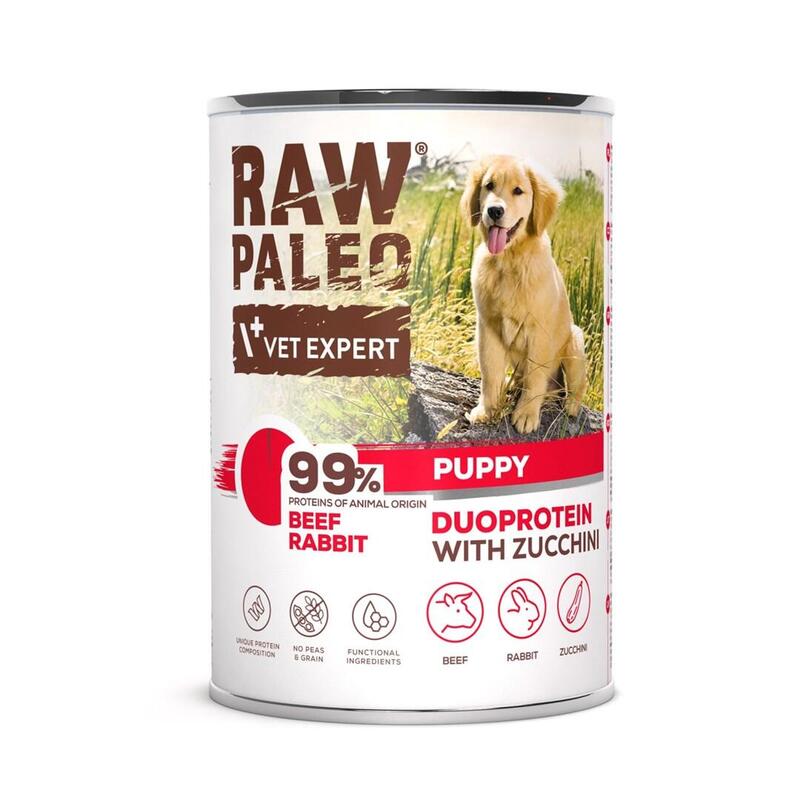 Comida Húmeda Perros Raw Paleo Duoprotein Beef & Rabbit Puppy 400G