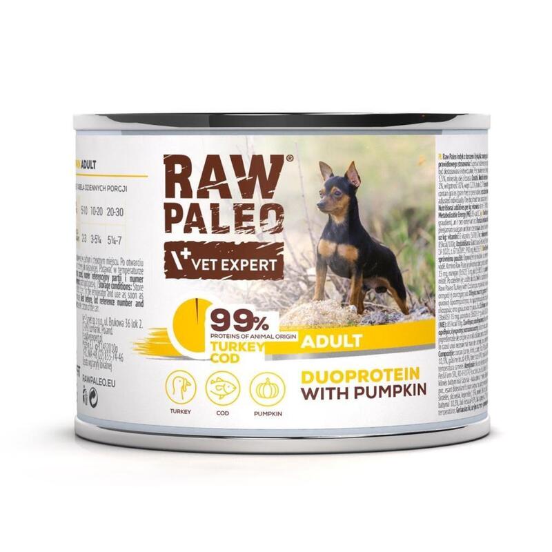 Comida Húmeda Perros Raw Paleo Duoprotein Turkey & Cod Adult 200G