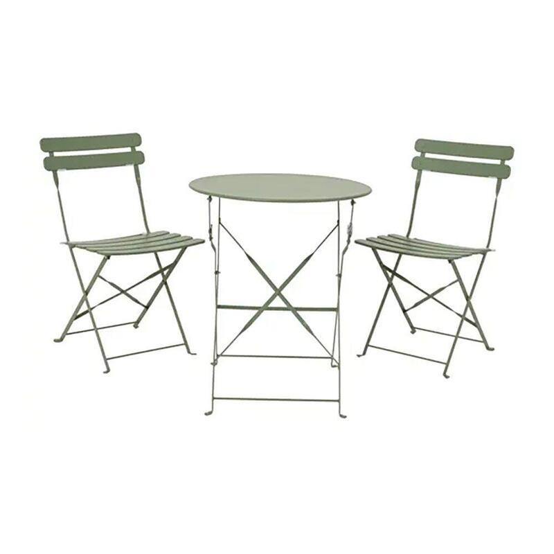 Set Desk And 2 Chairs Helsingborg, Plegables, Steel Green