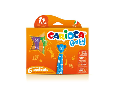 Carioca Baby Teddy Pack 6 Markers - Super Seguros - Forma Ergonomica - Ink Superlavable - Dermatologicamente — image 1