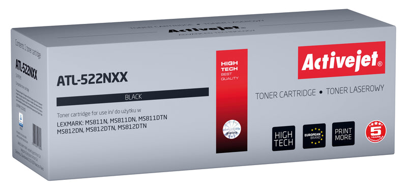 Activejet Toner ATL-522NXX Reemplazo Lexmark 52D2X00 (522X) Supreme 45,000 Páginas Black