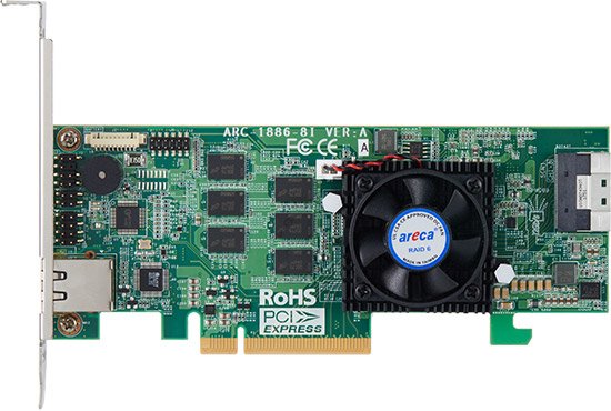 Areca RAID Controller ARC-1886-8I 8-PORT Tri Mode PCIE 4.0 X8 1X Sff 8654 Lp