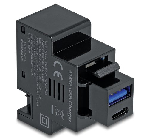 Keystone Módulo With USB Type a And USB Type-c™ Connector Charging Female Pd 20W Black — image 1