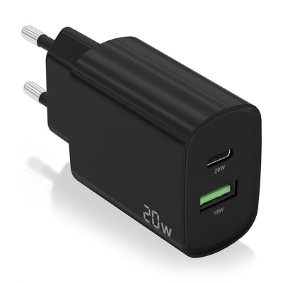 Aisens Charger 20W - 1x USB-C PD 3.0 - 1x USB-A QC3.0 - Black — image 1
