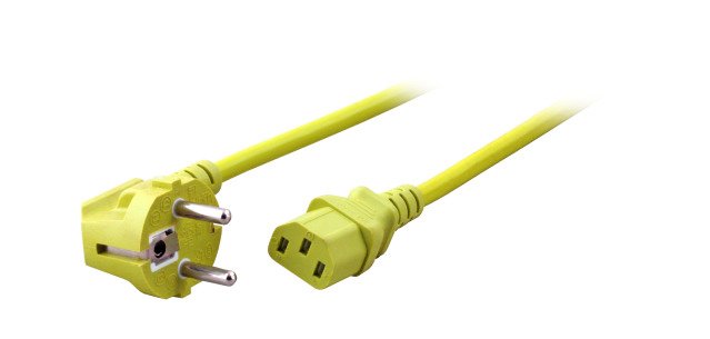 Efb Cable Power Contact Protection 90 - C13 180, Yellow 3,0M, 3 X 1,00MM