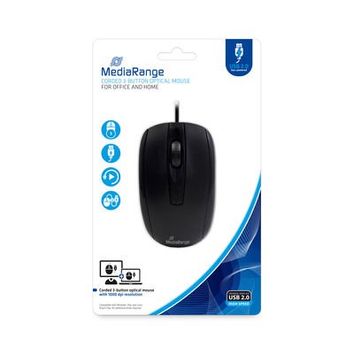 Mediarange MROS211 Mouse USB Type a Óptico 1000 DPI Ambidextro — image 1