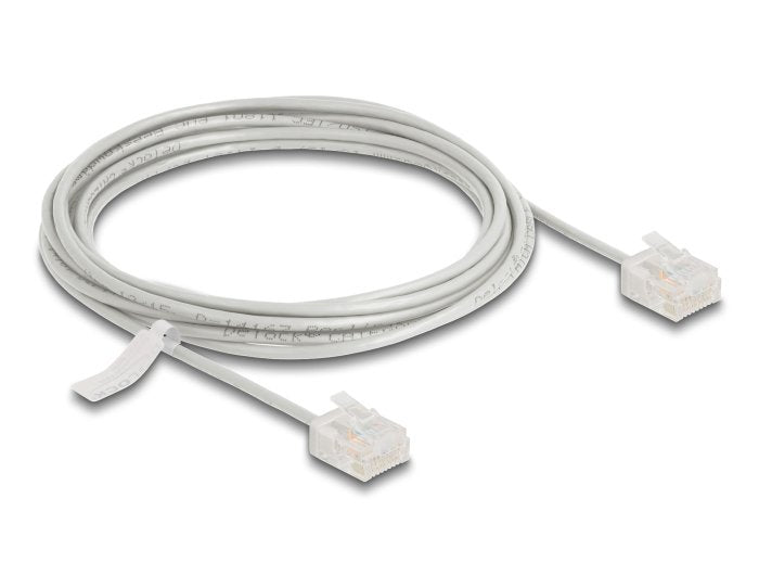 Delock RJ45 Network Cable CAT.6 UTP Ultra Slim 3M Grey With Kurzen Machon