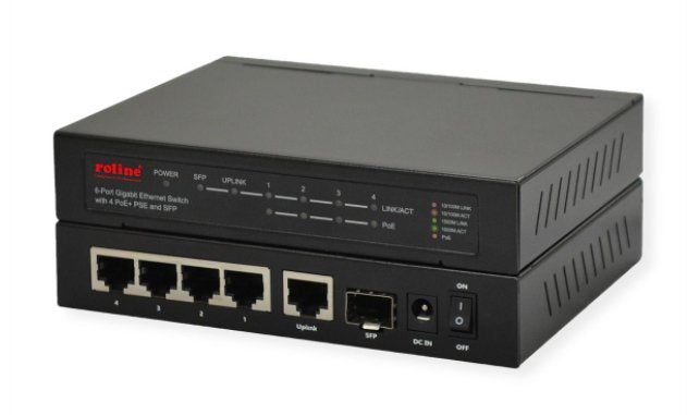 Roline Gigabit Ethernet Switch 6 Ports (5X 10 100 1000 + 1X Sfp, 4X PoE + )