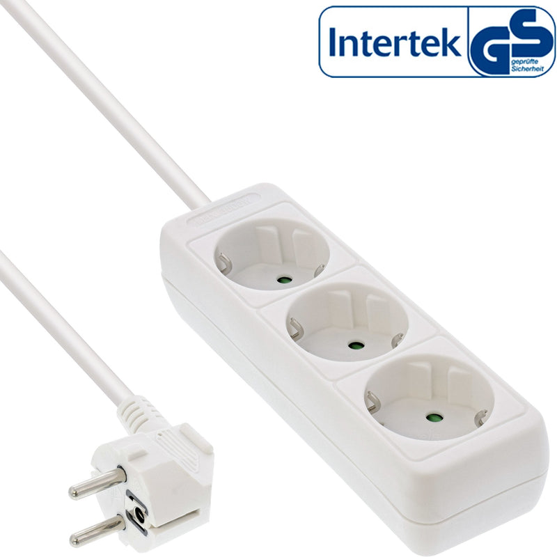 Inline Power Strip 3 Sockets 3X Type F With Security Children White 3M