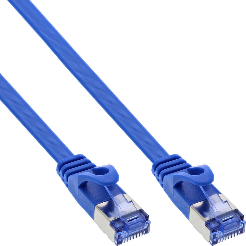 Inline Network Cable Flat , U/FTP, CAT.6A, Blue 0,5M
