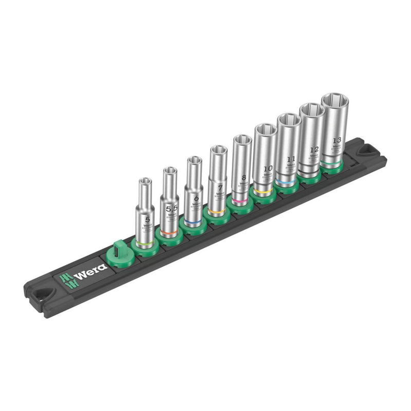 Wera Strip Magnética Glasses a Deep 1 Set Of Glasses 1/4 Black/Green 9 Pieces 5005410001