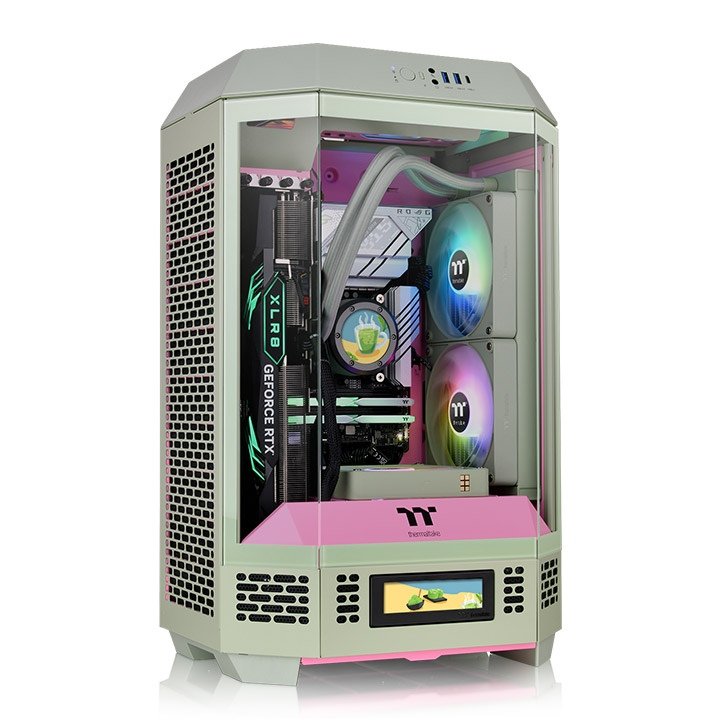 Thermaltake PC Case The Tower 300 Green Claro/Pink Glass Tempered CA-1Y4-00SJWN-00