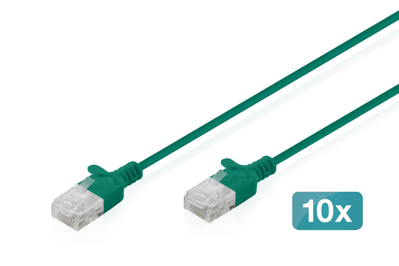 CAT.6 U-UTP Slim Network Cable, 1M, Green 10 Pcs