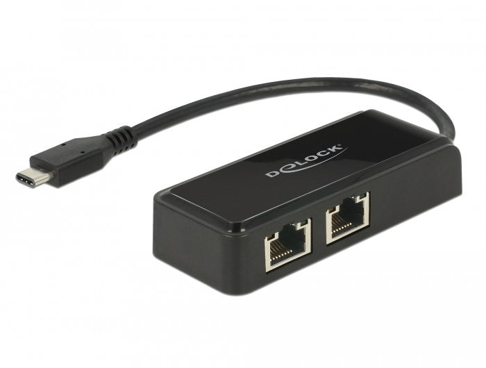 Delock USB-C 2X Gigabit LAN (st-bu) Adapter Black