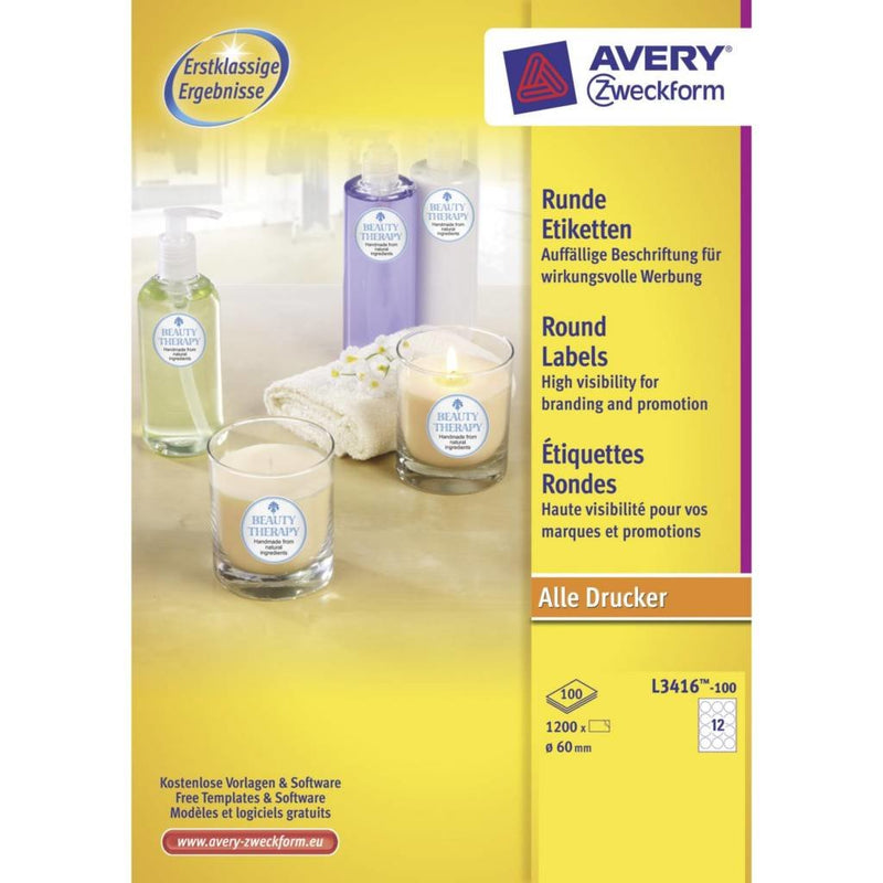 Avery Zweckform Labels L3416-100 White 60,0 X 60,0MM