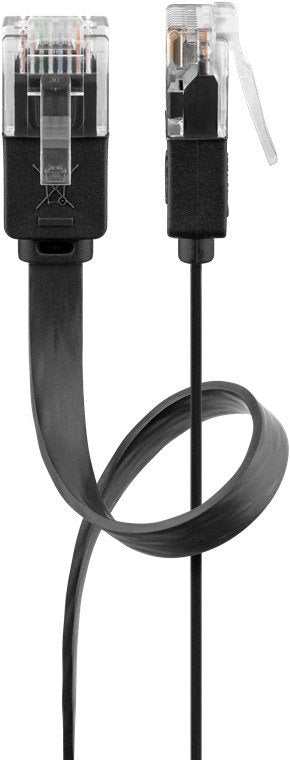 Goobay Cable Connection Connector RJ45 Connector RJ45 CAT.6 U/UTP Black 2 Metres Cable Flat 95384