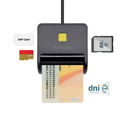 Aisens Card Reader External Dni Sim, Sd, microSD, Mmc, Rs-mmc, MMC Micro, Black — image 1