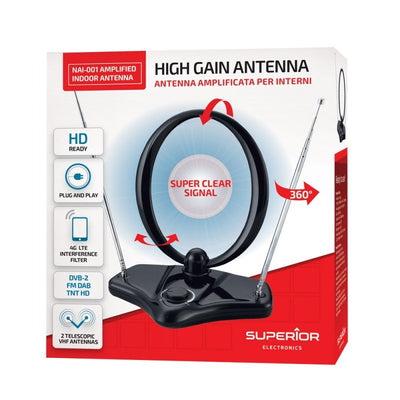 Top Antenna TV Amplificada Per Interni DVB-2 Fm Dab Tnt HD — image 1