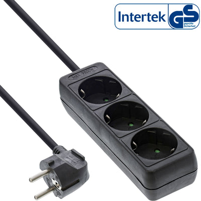 Inline Power Strip 3 Sockets Type F Black 5M — image 1