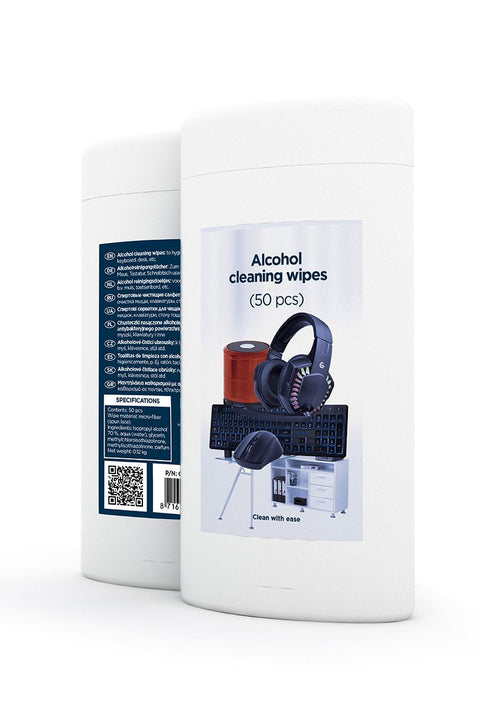 Gembird CK-AWW50-01 Toallitas Limpiadoras Alcohol 50 Unids Micro-fibra — image 1