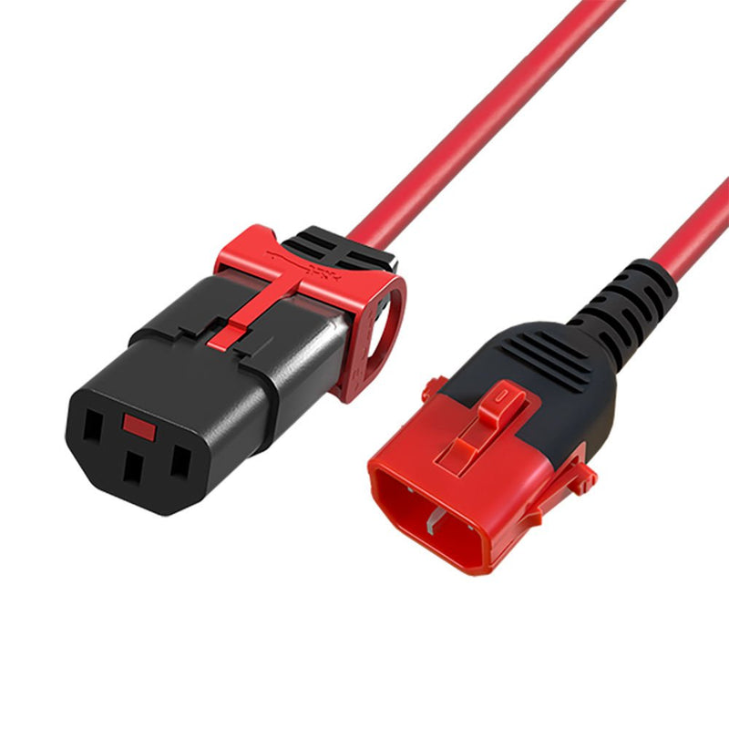Powercord C13 IEC Lock + - C14 IEC Lock Dual Locking Red 3M, PC3617