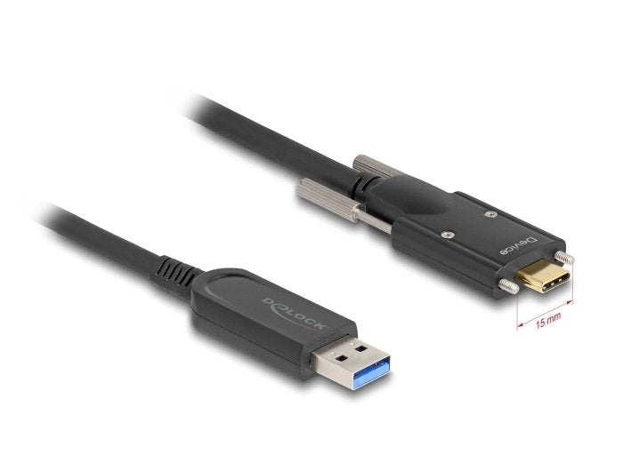 Delock 83201 Cable Óptico Activo USB 10Gbps-a Male USB Type-c™ Male With Screws Laterales 7,5M