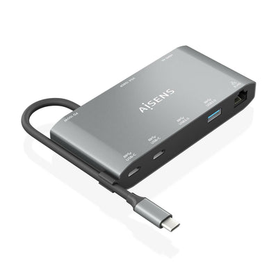 Aisens USB-C Dock 8 1 - USB-C a 1x HDMI - 1x VGA - 1x RJ45 - 2x USB-A - 2x USB-C 5G - 1x USB-C Pd - 20CM - Gre — image 1
