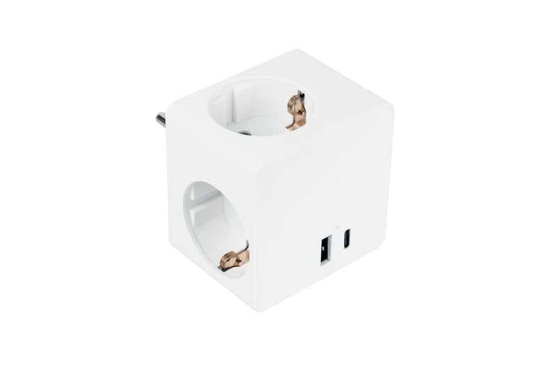 Good Connections Plug Bucket Kabelmeister 3VÍAS, 2x Usb, Power Strip White 1x USB-C PD 3.0 20W, 1x USB-A 18W S