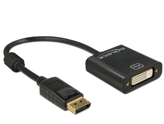 Delock Adaptorcable DisplayPort 1.2 Plug DVI 24 + 5 Socket Black 4K Passive