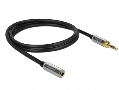 Delock Stereo Jack Extension Cable 3.5MM 3 Pin Male To Female With 6.35MM Screw Adapter 1M — image 1
