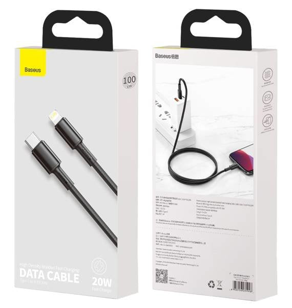Baseus Cable Trenzado USB Type-c a Lightning Apple 20W 1M Black