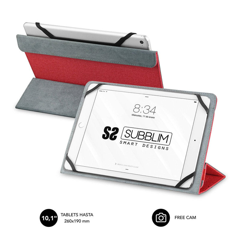 Subblim Case Universal Freecam Tablet Up To 10.1'/25.6CM Network Indoor Aterciopelado Rear Foldable Usar Camer