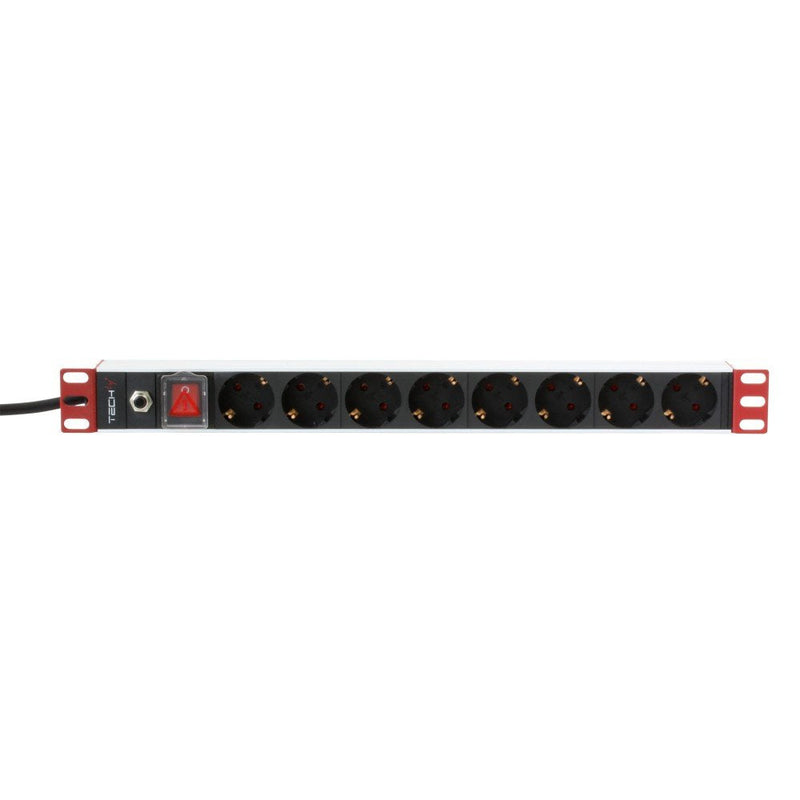 Techly 106893 Power Strip Pdu Rack 19 1U, 8X Schuko, 250V/16A Cable 3M
