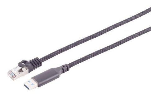 S-impuls USB-A LAN Cable Adapter 1G, RJ45, Alu, Black 2M