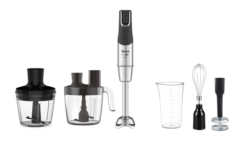 Tefal Blender Infinity Force Pro 5IN1 HB95LD38 Blender Mano, 1200W, Nãºmero Velocidades Variable, Negro/Acero