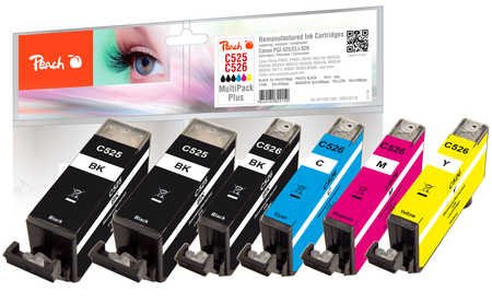 Peach PI100-249 Ink Cartridge Compatible Pixma IP4850 Multipackplus Black Cyan Magenta Foto Black Yellow 6 Pie
