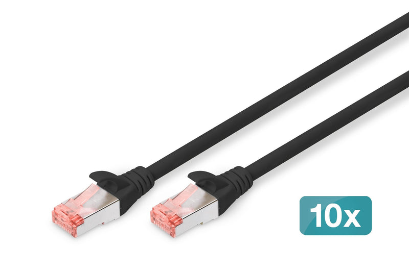 Digitus 10X Network Cable CAT.6 S/FTP S-STP 0.25M Black