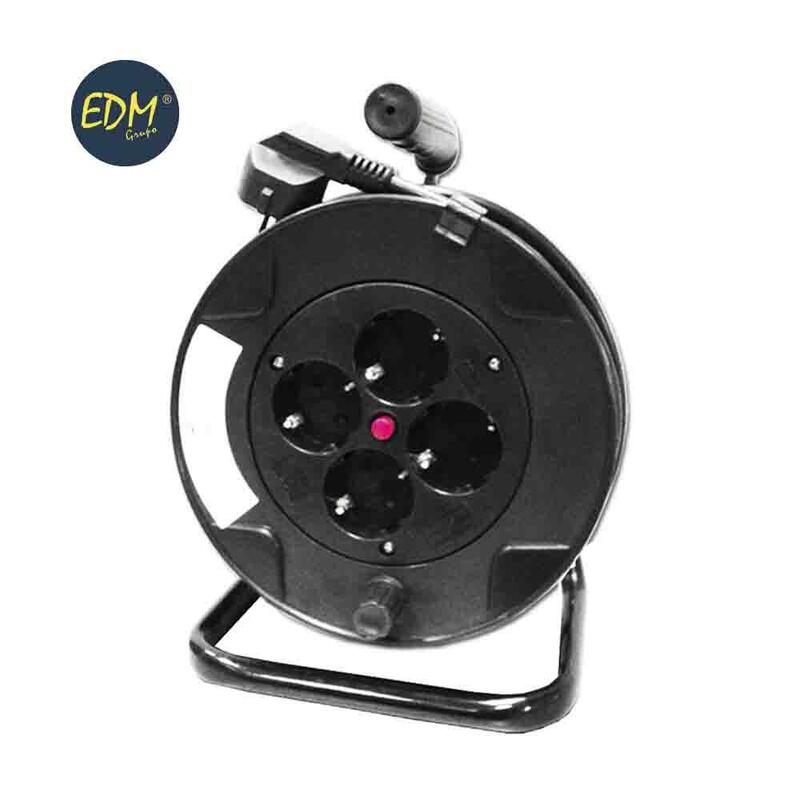 EDM Enrollacables Professional With Protector Thermal 3X1,5MM 15M 4 Sockets T/Tl