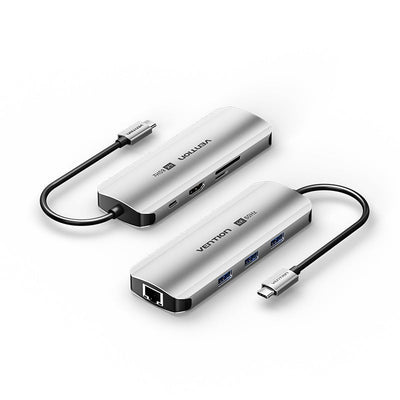 Vention Docking USB Type-c Tqkhb 1x HDMI 4K 3x USB 1x USB Type-c Pd 1x RJ45 1XLECTOR Cards Grey — image 1