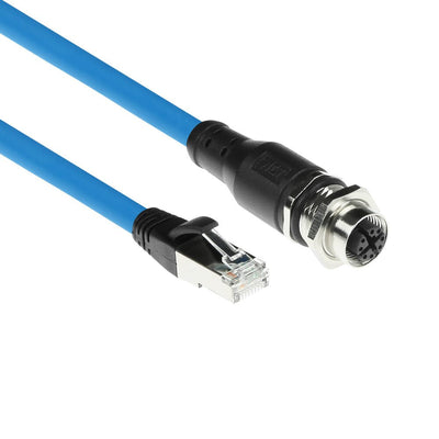 Industrial 5.00 Meters Sensor Cable M12X 8-PIN Female Chassis To RJ45, Superflex Sf UTP Tpe Cable Shielded — image 1