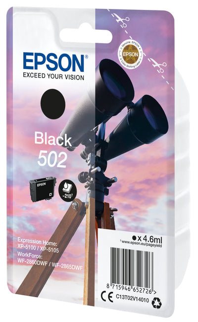 Epson Cartridge Genuine 502 Black - C13T02V14010 ML-4.6PAG-210 — image 1