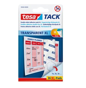 Tesa Almohadillas Adhesivas XL Tack, 3CM², Reutilizables, Transparentes — image 1