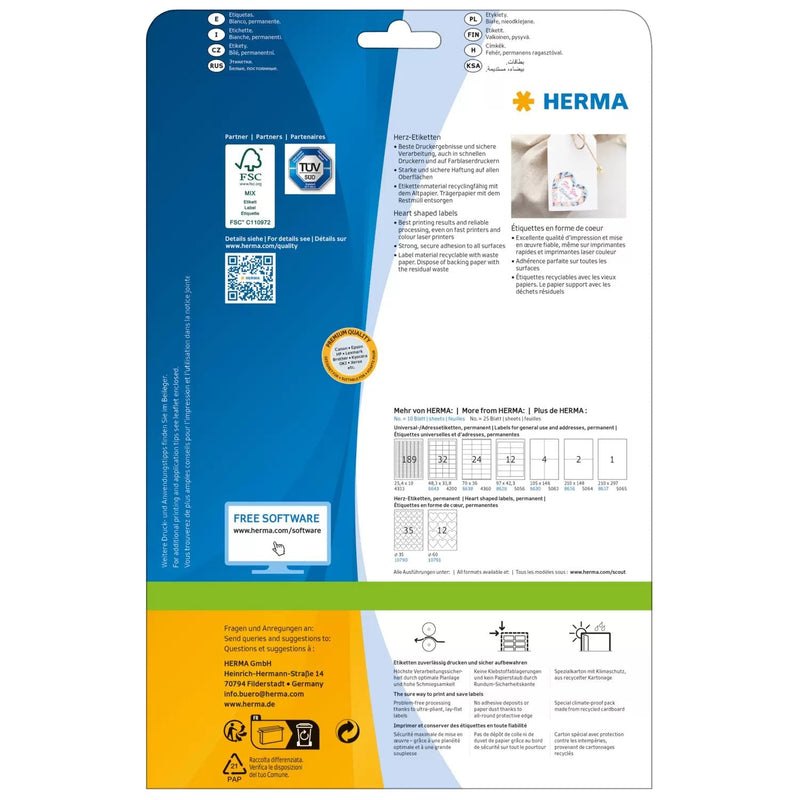 Herma Premium Labels In Herzform 60X60 1UDS