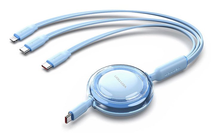 3-IN-1 USB 2.0 USB-C M-m + Usb-cabl C Male + Lightning Male 5A Retra
