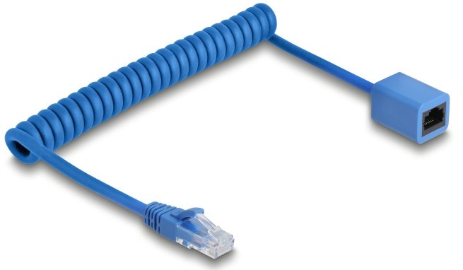 Delock RJ45 Cable Espiral Connector Male a Female CAT.6 UTP 0,8M Up To 1,8M Blue