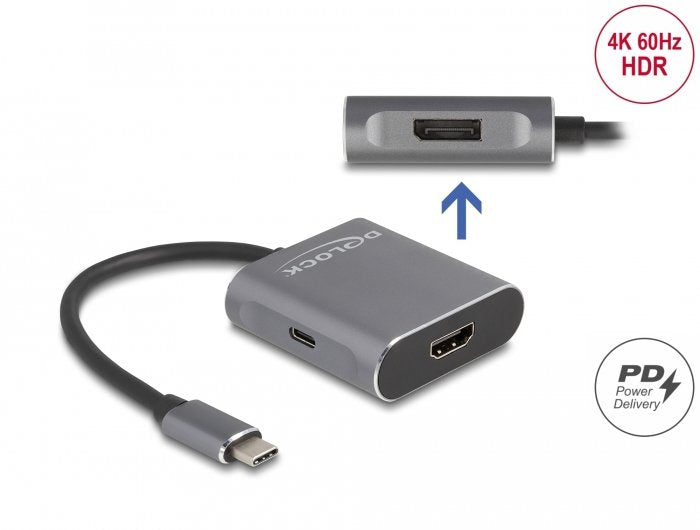 Delock 87867 Divisor USB Type-c™ (modo DP Alt) a 1 X HDMI + 1 X DisplayPort Mst With USB Type-c™ Pd